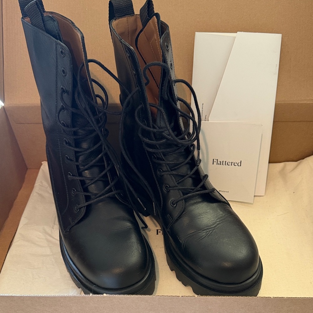 Flattered Black Combat Boots for Women